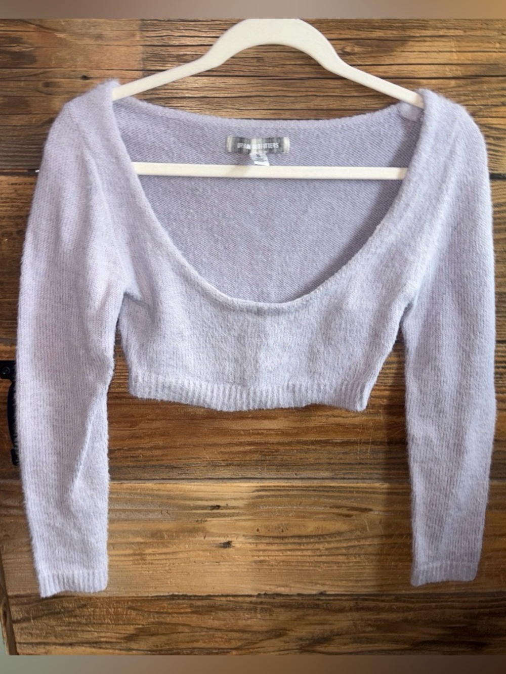 Urban Outfitters Lavender Off-the-Shoulder Cropped Sweater